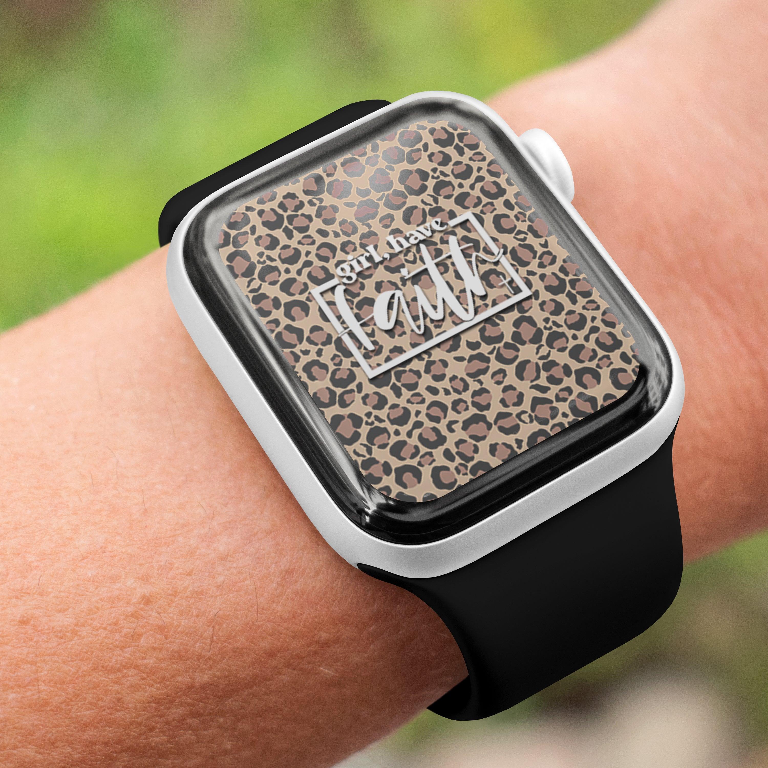 Leopard Print Engraved Watch Strap Compatible with Apple Watch