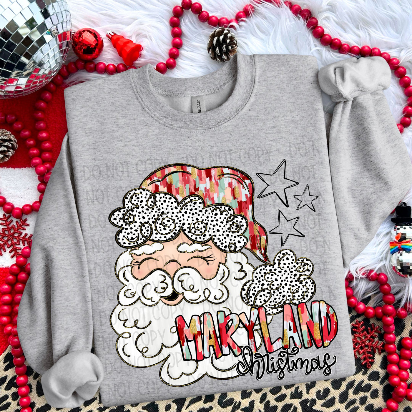 Whimsical Colorful Santa State - Maryland