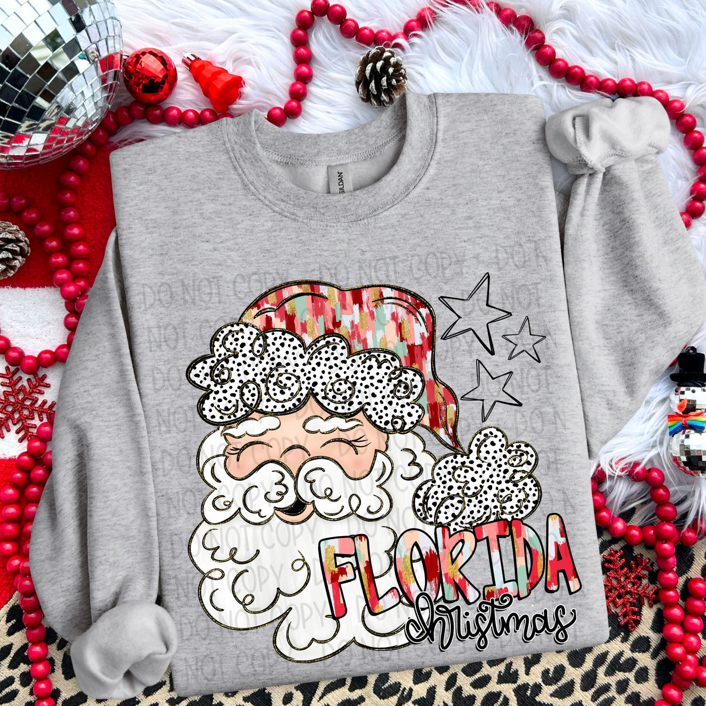 Whimsical Colorful Santa State - Florida